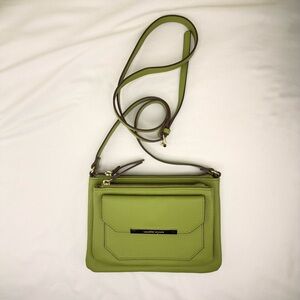 👜 Nanette Lepore Yellow-Olive Green Pebbled Faux Leather Crossbody Purse